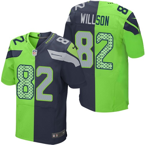 Men's Elite Luke Willson Nike Jersey Navy/Green - #82 Split Fashion NFL Seattle Seahawks